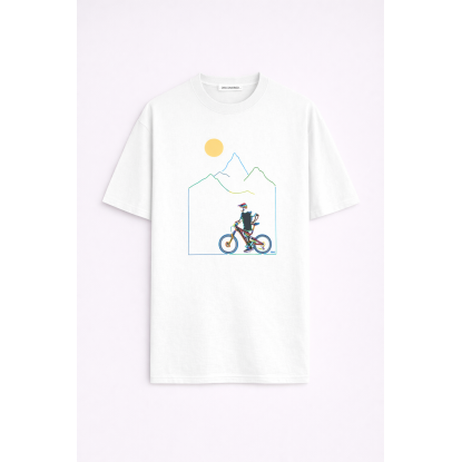 BİSİKLET BEYAZ ERKEK OVERSIZE T-SHIRT