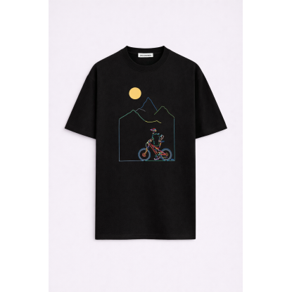 BİSİKLET SİYAH ERKEK OVERSIZE T-SHIRT
