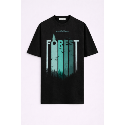 FOREST SİYAH ERKEK OVERSIZE T-SHIRT