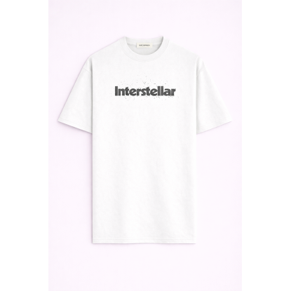 INTERSTELLAR BEYAZ ERKEK OVERSIZE T-SHIRT