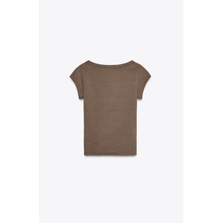 WOMAN T-SHIRT BASIC BROWN