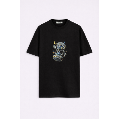 KUM SAATİ SİYAH ERKEK OVERSIZE T-SHIRT