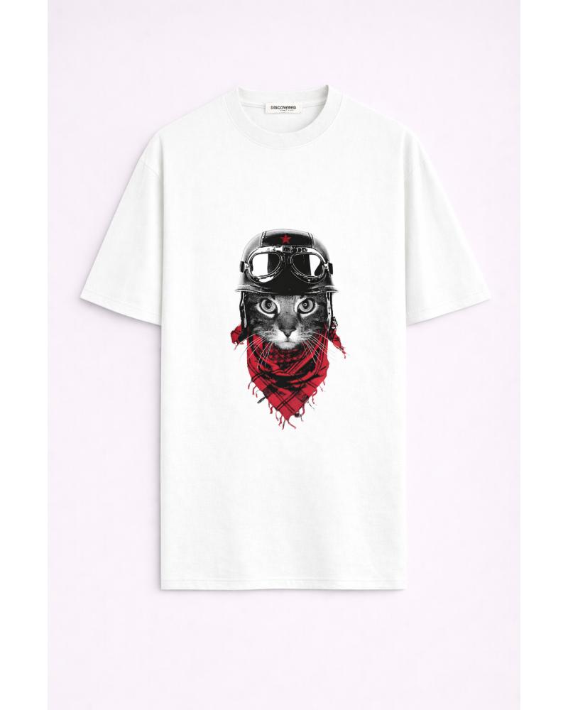MOTORCU KEDİ OVERSIZE T-SHIRT