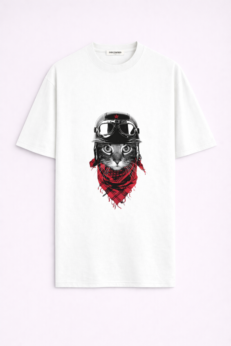 MOTORCU KEDİ OVERSIZE T-SHIRT