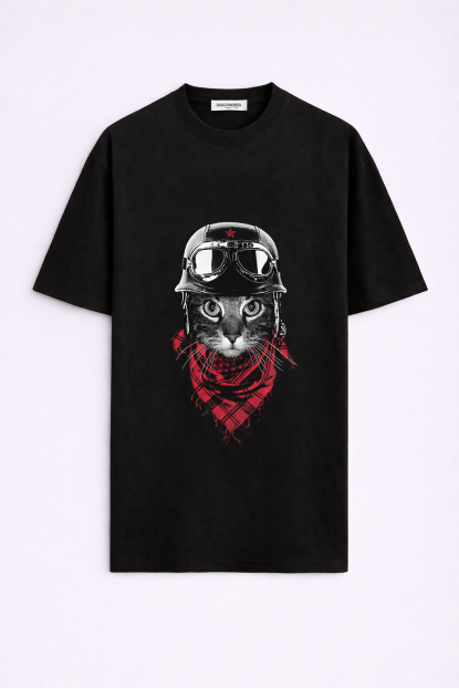 MOTORCU KEDİ OVERSIZE T-SHIRT
