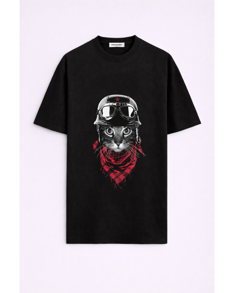 MOTORCU KEDİ OVERSIZE T-SHIRT