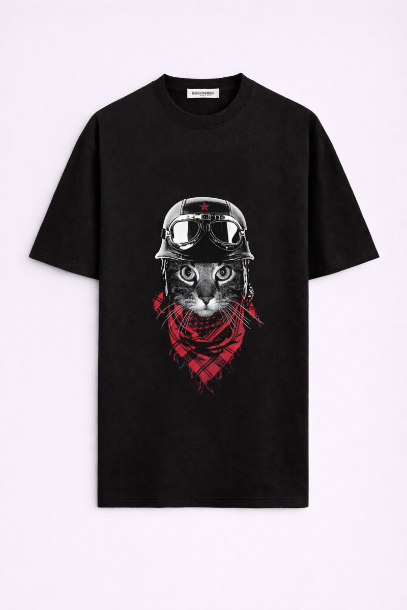 MOTORCU KEDİ OVERSIZE T-SHIRT