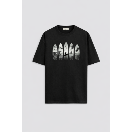 SÖRF SİYAH ERKEK T-SHIRT - 6'LI SERİ