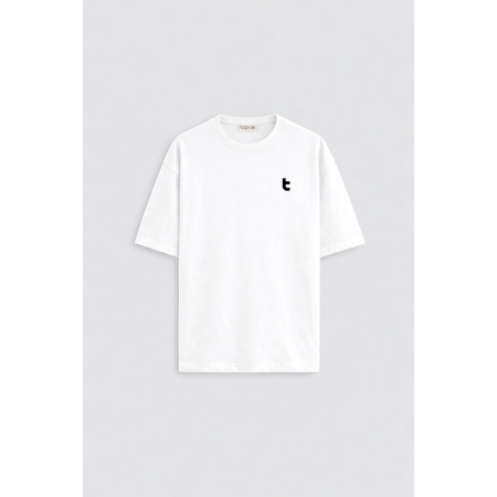 TOPRAK T LOGO BEYAZ ERKEK T-SHIRT - 6'LI SERİ