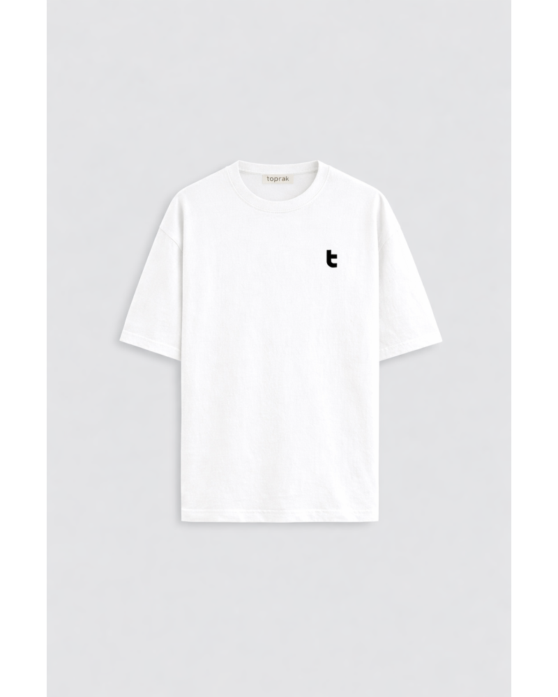 TOPRAK T LOGO BEYAZ ERKEK T-SHIRT - 6'LI SERİ